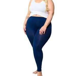 Women`s Plus Size Solid Basic Seamless Leggings, Blue, 1XL/One Size